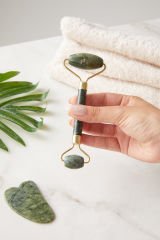 Doğal Yeşim Taşı Face Roller Yüz Masaj Aleti  + Yeşim Gua Sha Yüz Masaj Taşı