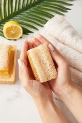 Doğal Kabak Lifli Keçi Sütlü Limon Sabunu (120 gr)